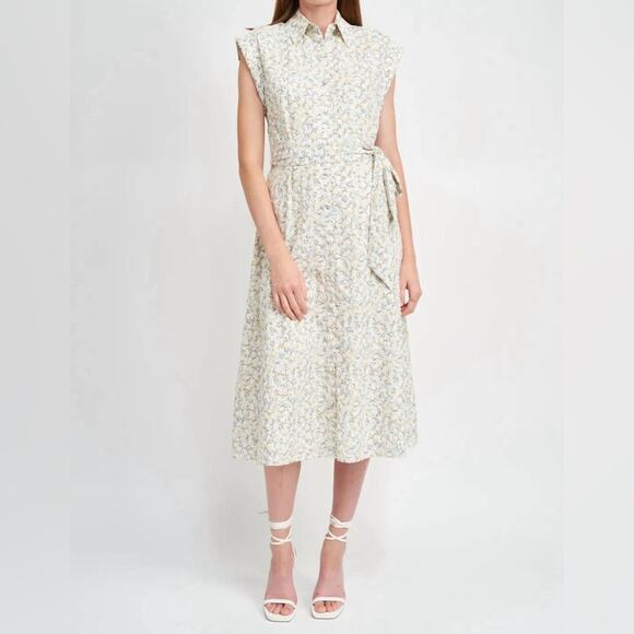 En Saison Carolina Midi Dress NWT medium teal/multi color eyelet button front - Picture 1 of 11